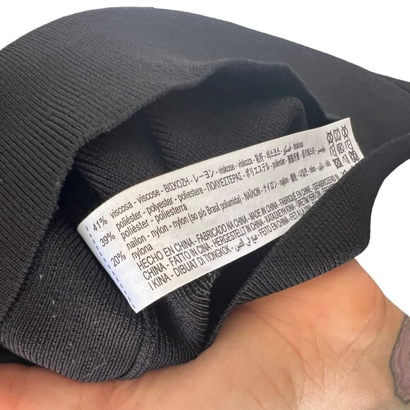 Zara Black Sleeveless Square Neckline Mini Knit Bodycon Dress Small - Picture 8 of 12